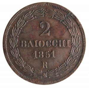 2 Baiocchi 1851 A.VI; Cu, Mont. 492