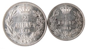 1 e 2 Dinara 1915
Lotto di 2 ... 