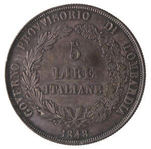 5 Lire 1848; AG, Gr. 24,9  ... 