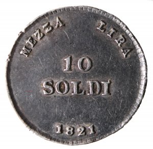 10 Soldi 1821, Mont.293 R
